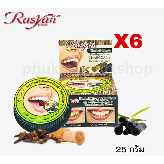 Rasyan Charcoal Clove Khoi Herbal Toothpaste Whitening Good Breath 25g Exp.2028